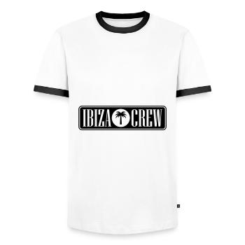 Ibiza Crew - Men's Ringer Shirt - white/black - Front - AI Model Female 172 light (172cm) & AI Model Male 178 dark (178cm)