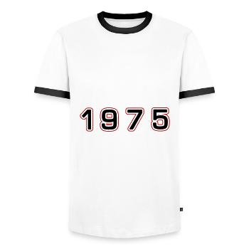 1975 Jahr Zahl - Männer Kontrast-T-Shirt - Weiß/Schwarz - Vorne - AI Model Female 172 light (172cm) & AI Model Male 178 dark (178cm)