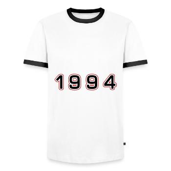 1994 Jahr Zahl - Männer Kontrast-T-Shirt - Weiß/Schwarz - Vorne - AI Model Female 172 light (172cm) & AI Model Male 178 dark (178cm)