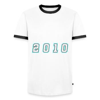 2010 Year Number - Men's Ringer Shirt - white/black - Front - AI Model Female 172 light (172cm) & AI Model Male 178 dark (178cm)