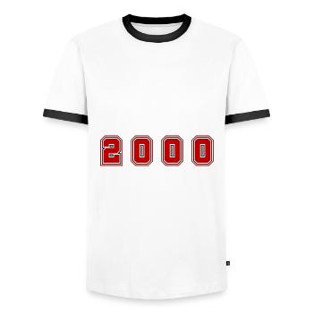 2000 Jahr Zahl - Männer Kontrast-T-Shirt - Weiß/Schwarz - Vorne - AI Model Female 172 light (172cm) & AI Model Male 178 dark (178cm)