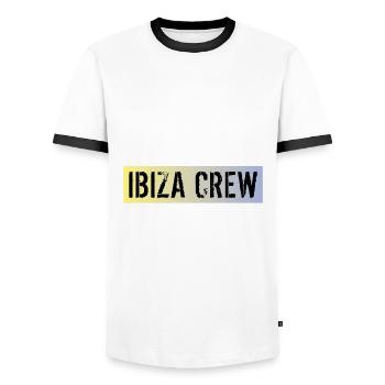 Ibiza Crew - Men's Ringer Shirt - white/black - Front - AI Model Female 172 light (172cm) & AI Model Male 178 dark (178cm)