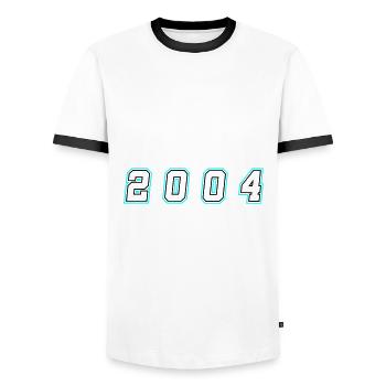 2004 Jahr Zahl - Männer Kontrast-T-Shirt - Weiß/Schwarz - Vorne - AI Model Female 172 light (172cm) & AI Model Male 178 dark (178cm)