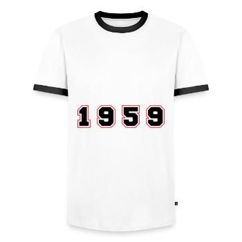 1959 Year Number - Men's Ringer Shirt - white/black - Front - AI Model Female 172 light (172cm) & AI Model Male 178 dark (178cm)