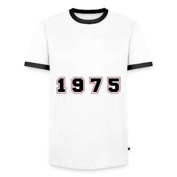 1975 Jahr Zahl - Männer Kontrast-T-Shirt - Weiß/Schwarz - Vorne - AI Model Female 172 light (172cm) & AI Model Male 178 dark (178cm)