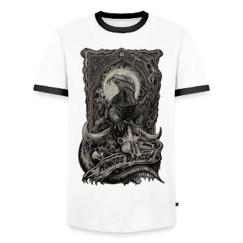 Komodo Dragon - Männer Kontrast-T-Shirt - Weiß/Schwarz - Vorne - AI Model Female 172 light (172cm) & AI Model Male 178 dark (178cm)