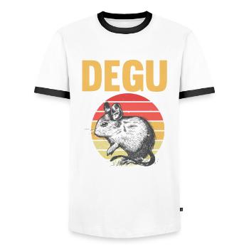 Der mit dem Degu spricht - Männer Kontrast-T-Shirt - Weiß/Schwarz - Vorne - AI Model Female 172 light (172cm) & AI Model Male 178 dark (178cm)