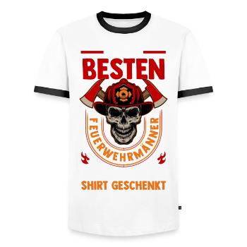 Feuerwehrmann Feuerwehr - Männer Kontrast-T-Shirt - Weiß/Schwarz - Vorne - AI Model Female 172 light (172cm) & AI Model Male 178 dark (178cm)