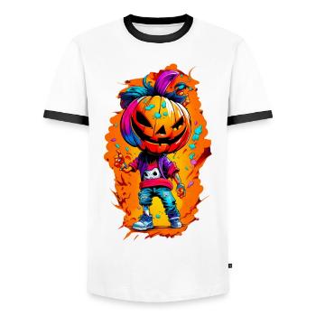 Jack o Lanterne 01 - T-shirt contrasté Homme - blanc/noir - Devant - AI Model Female 172 light (172cm) & AI Model Male 178 dark (178cm)