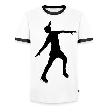Patineuse artistique dans une pose stable - T-shirt contrasté Homme - blanc/noir - Devant - AI Model Female 172 light (172cm) & AI Model Male 178 dark (178cm)