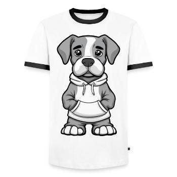 Great Dane Dog Funny - Men's Ringer Shirt - white/black - Front - AI Model Female 172 light (172cm) & AI Model Male 178 dark (178cm)