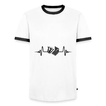 Make Up Cosmetics Pulse - Men's Ringer Shirt - white/black - Front - AI Model Female 172 light (172cm) & AI Model Male 178 dark (178cm)