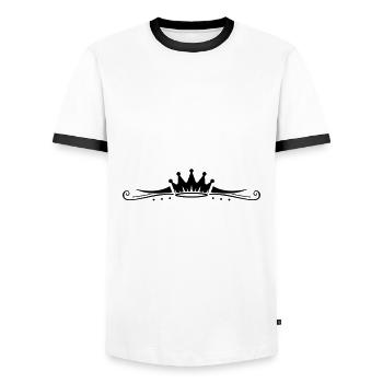 Ligne de symbole de couronne - T-shirt contrasté Homme - blanc/noir - Devant - AI Model Female 172 light (172cm) & AI Model Male 178 dark (178cm)
