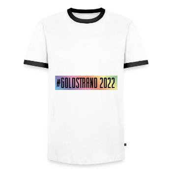 Golden Sands 2022 - Men's Ringer Shirt - white/black - Front - AI Model Female 172 light (172cm) & AI Model Male 178 dark (178cm)
