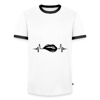 Icône Lip Pulse - T-shirt contrasté Homme - blanc/noir - Devant - AI Model Female 172 light (172cm) & AI Model Male 178 dark (178cm)