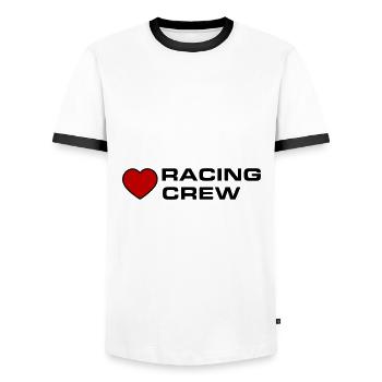 Équipage de course - T-shirt contrasté Homme - blanc/noir - Devant - AI Model Female 172 light (172cm) & AI Model Male 178 dark (178cm)