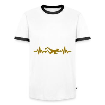 Herzschlag Schwimmer - Taucher Wassersport Athlet - Männer Kontrast-T-Shirt - Weiß/Schwarz - Vorne - AI Model Female 172 light (172cm) & AI Model Male 178 dark (178cm)