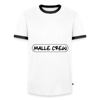 Malle Crew - Men's Ringer Shirt - white/black - Front - AI Model Female 172 light (172cm) & AI Model Male 178 dark (178cm)