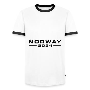 Norwegen 2024 - Männer Kontrast-T-Shirt - Weiß/Schwarz - Vorne - AI Model Female 172 light (172cm) & AI Model Male 178 dark (178cm)