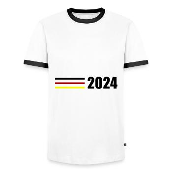 2024 Deutschland Fahne - Männer Kontrast-T-Shirt - Weiß/Schwarz - Vorne - AI Model Female 172 light (172cm) & AI Model Male 178 dark (178cm)
