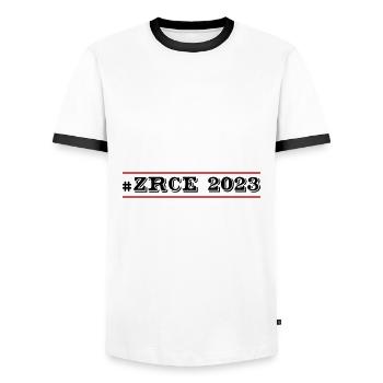 Zrce 2023 - Männer Kontrast-T-Shirt - Weiß/Schwarz - Vorne - AI Model Female 172 light (172cm) & AI Model Male 178 dark (178cm)