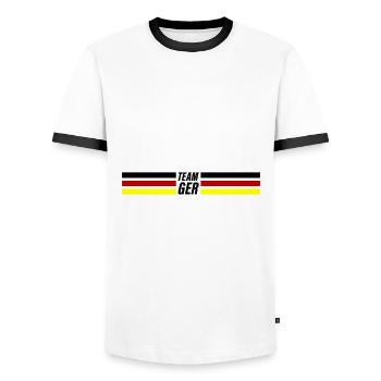 Team Germany - Men's Ringer Shirt - white/black - Front - AI Model Female 172 light (172cm) & AI Model Male 178 dark (178cm)