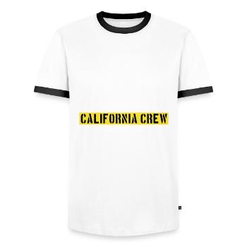 Équipage californien - T-shirt contrasté Homme - blanc/noir - Devant - AI Model Female 172 light (172cm) & AI Model Male 178 dark (178cm)