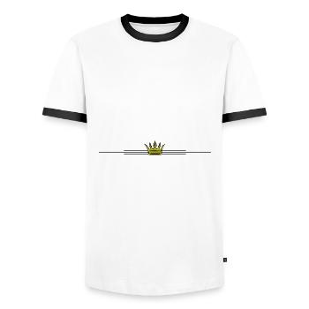 Krone Symbol Design - Männer Kontrast-T-Shirt - Weiß/Schwarz - Vorne - AI Model Female 172 light (172cm) & AI Model Male 178 dark (178cm)