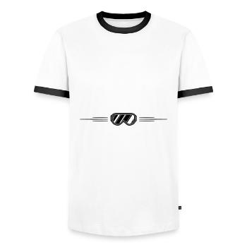 Skibrille Linie - Männer Kontrast-T-Shirt - Weiß/Schwarz - Vorne - AI Model Female 172 light (172cm) & AI Model Male 178 dark (178cm)