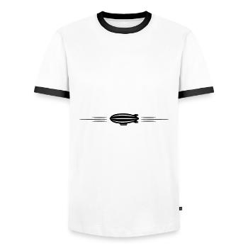 Ligne d’icône Zeppelin - T-shirt contrasté Homme - blanc/noir - Devant - AI Model Female 172 light (172cm) & AI Model Male 178 dark (178cm)