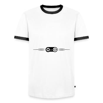 Gamepad Line Gamer - Men's Ringer Shirt - white/black - Front - AI Model Female 172 light (172cm) & AI Model Male 178 dark (178cm)