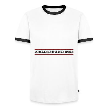 Sables d’or 2023 (Garantie du prix le plus bas) - T-shirt contrasté Homme - blanc/noir - Devant - AI Model Female 172 light (172cm) & AI Model Male 178 dark (178cm)