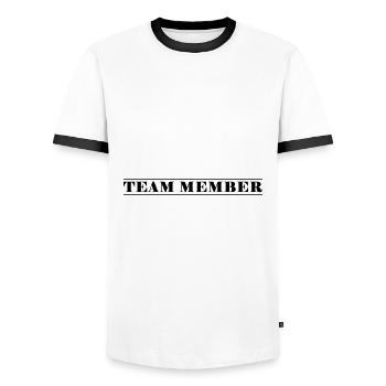 Membres de l’équipe - T-shirt contrasté Homme - blanc/noir - Devant - AI Model Female 172 light (172cm) & AI Model Male 178 dark (178cm)