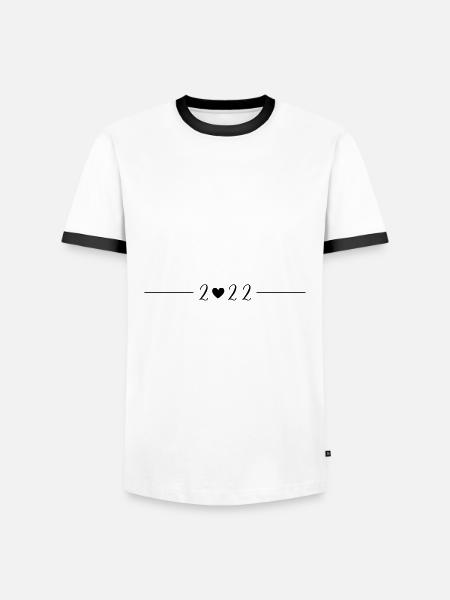 2022 heart symbol - Men's Ringer Shirt - white/black