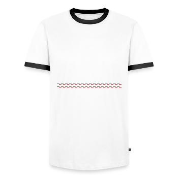 Ligne pointillée - T-shirt contrasté Homme - blanc/noir - Devant - AI Model Female 172 light (172cm) & AI Model Male 178 dark (178cm)