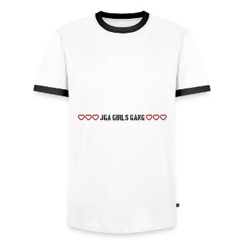 Enterrement de vie de jeune fille - T-shirt contrasté Homme - blanc/noir - Devant - AI Model Female 172 light (172cm) & AI Model Male 178 dark (178cm)