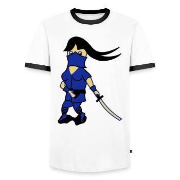 Dessin animé Ninja Idée de cadeau d’épée fantaisie - T-shirt contrasté Homme - blanc/noir - Devant - AI Model Female 172 light (172cm) & AI Model Male 178 dark (178cm)