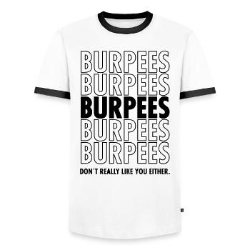 Burpees - Don´t Really Like You Either - T-shirt contrasté Homme - blanc/noir - Devant - AI Model Female 172 light (172cm) & AI Model Male 178 dark (178cm)