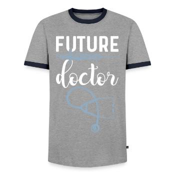 Docteur Docteur Études médicales Étudiant en médecine Docteur - T-shirt contrasté Homme - gris/marine  - Devant - AI Model Female 172 light (172cm) & AI Model Male 178 light (178cm)