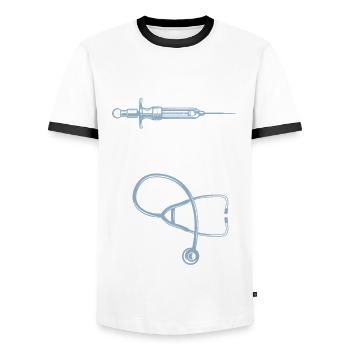Doctor Doctor Medical Studies Medical Student Doctor - Men's Ringer Shirt - white/black - Front - AI Model Female 172 light (172cm) & AI Model Male 178 dark (178cm)