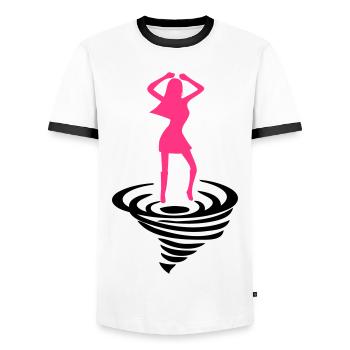 Femme danse sur tornado - T-shirt contrasté Homme - blanc/noir - Devant - AI Model Female 172 light (172cm) & AI Model Male 178 dark (178cm)