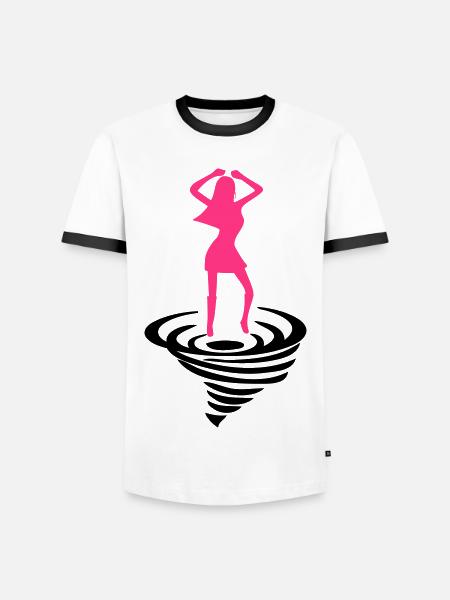 Dancing woman on tornado - Men's Ringer Shirt - white/black