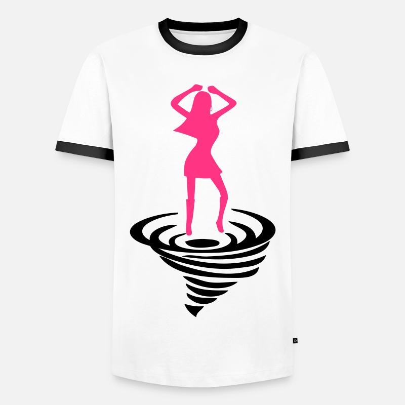 Tänzerin auf Tornado - Männer Kontrast-T-Shirt - Weiß/Schwarz