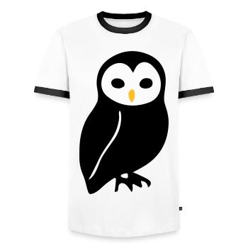 Hibou - T-shirt contrasté Homme - blanc/noir - Devant - AI Model Female 172 light (172cm) & AI Model Male 178 dark (178cm)