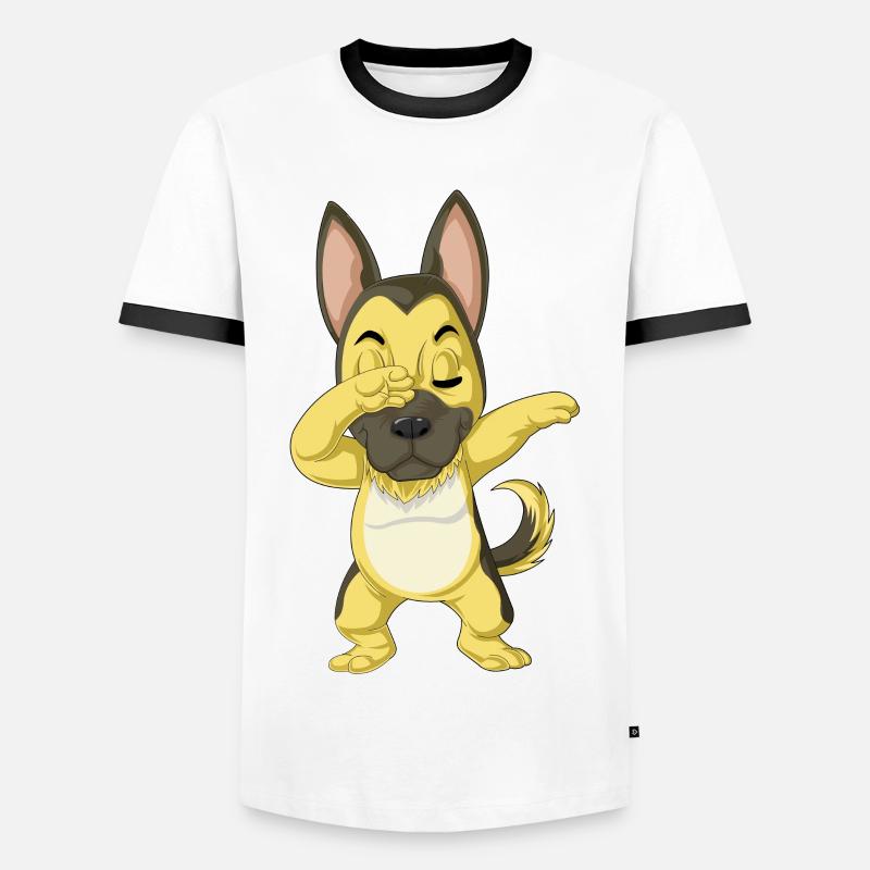 Dabbing German Shepherd - Men's Ringer Shirt - white/black