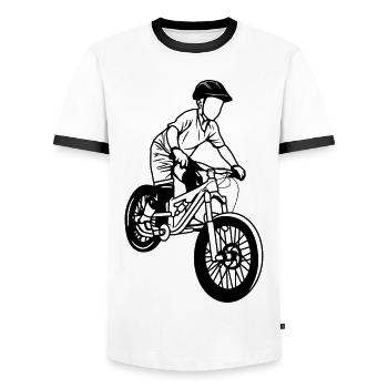 Mountainbike Junge - Männer Kontrast-T-Shirt - Weiß/Schwarz - Vorne - AI Model Female 172 light (172cm) & AI Model Male 178 dark (178cm)