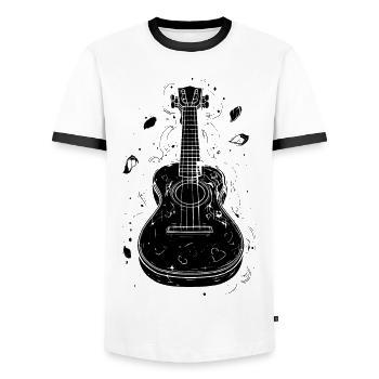 Ukulele Skizze - Männer Kontrast-T-Shirt - Weiß/Schwarz - Vorne - AI Model Female 172 light (172cm) & AI Model Male 178 dark (178cm)