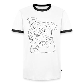 Old English Bulldog - Männer Kontrast-T-Shirt - Weiß/Schwarz - Vorne - AI Model Female 172 light (172cm) & AI Model Male 178 dark (178cm)