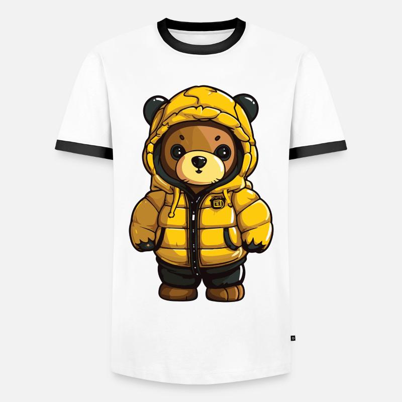 Bär Winter Comic - Männer Kontrast-T-Shirt - Weiß/Schwarz