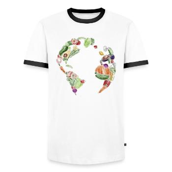 Il n'y a pas Planet B, Go Vegan! - T-shirt contrasté Homme - blanc/noir - Devant - AI Model Female 172 light (172cm) & AI Model Male 178 dark (178cm)